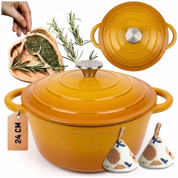 HAGE HAGE Emaliowany Garnk Żeliwny 24cm